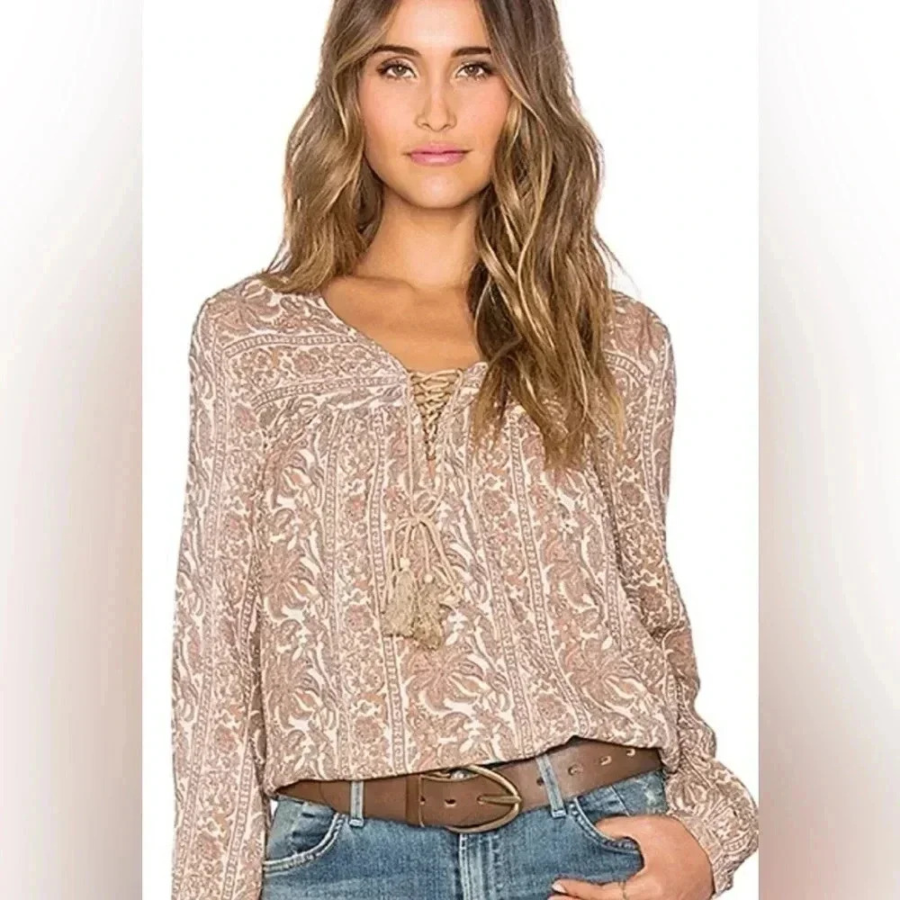 NWT Eternal Sunshine Creations Revolve lace up bohemian blouse size XS/S Revolve